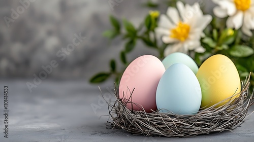 Easter traditionally involves the decoration of colorful eggs, symbolizing new life and rebirth, with pastel shades like pink, blue, yellow