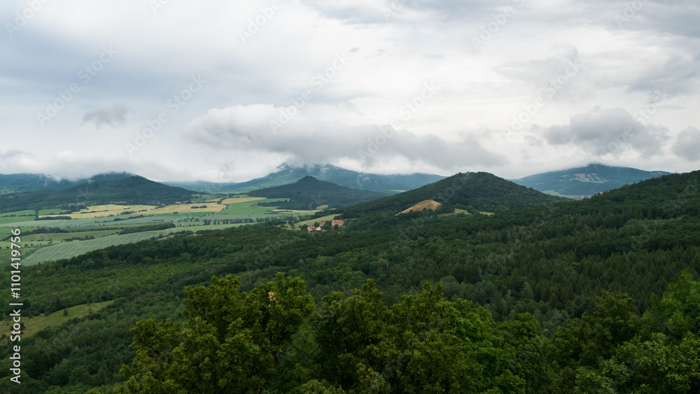 Landscape of the Bohemian Central Highlands from Košťálov Castle.