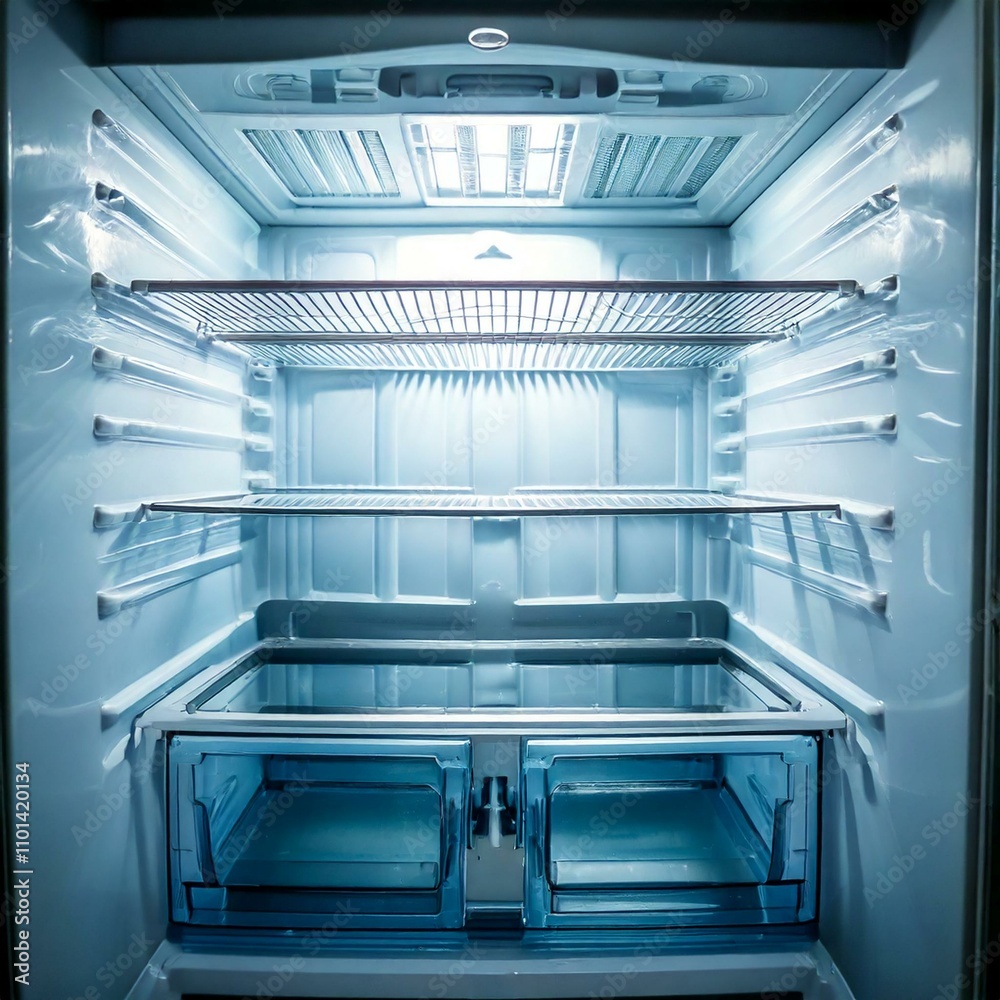 Food and dieting concept with an empty fridge Food and dieting concept with an empty fridge