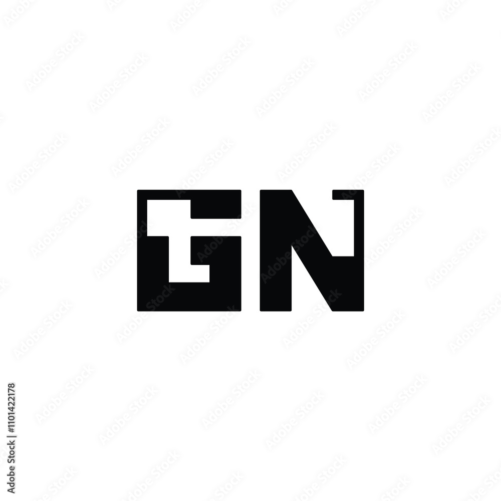 Obraz premium GN monogram logo design letter text name symbol monochrome logotype alphabet character simple logo