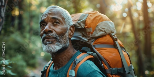 Active outdoor pursuits focused on well-being, health, and personal growth with an experienced hiker enjoying nature during the summer for adventure and peace