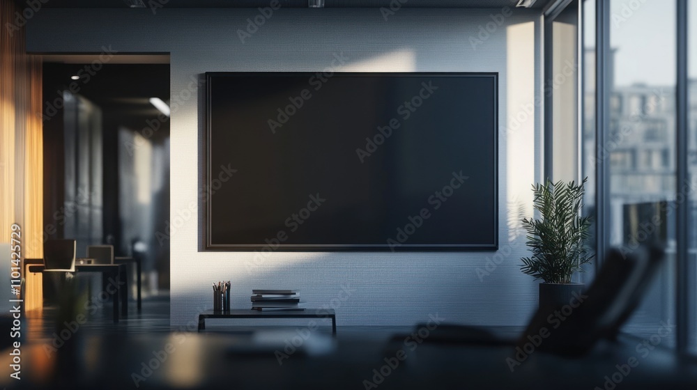 Fototapeta premium Modern Office Interior with Blank Mockup Screen
