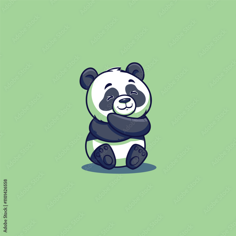 Fototapeta premium panda mascot logo with hugging pose