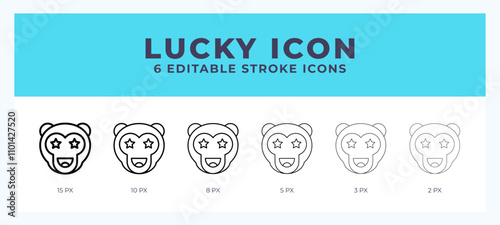 Lucky monkey line icon vector illustration in trendy style.