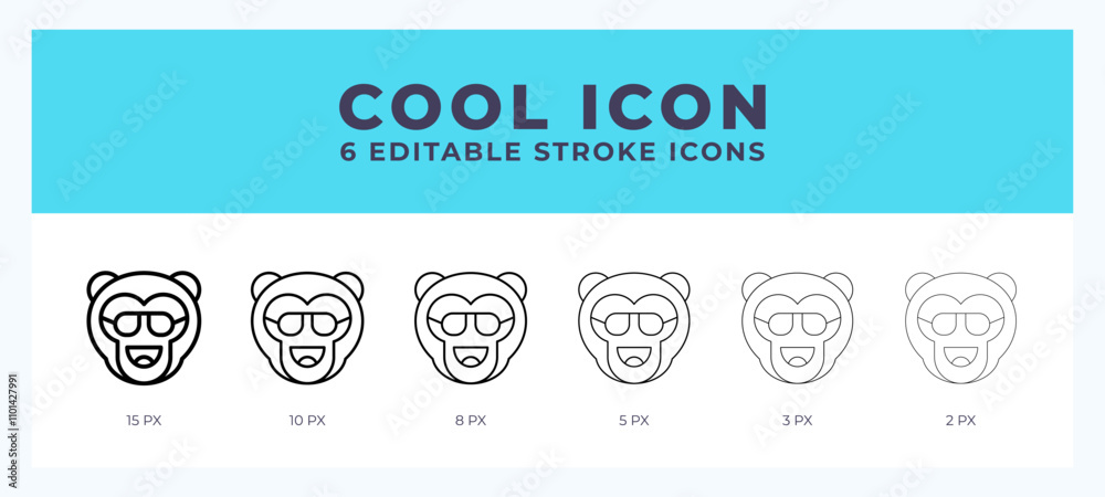 Fototapeta premium Cool monkey icon. Regular line. Thin line. Bold line. Vector illustration.