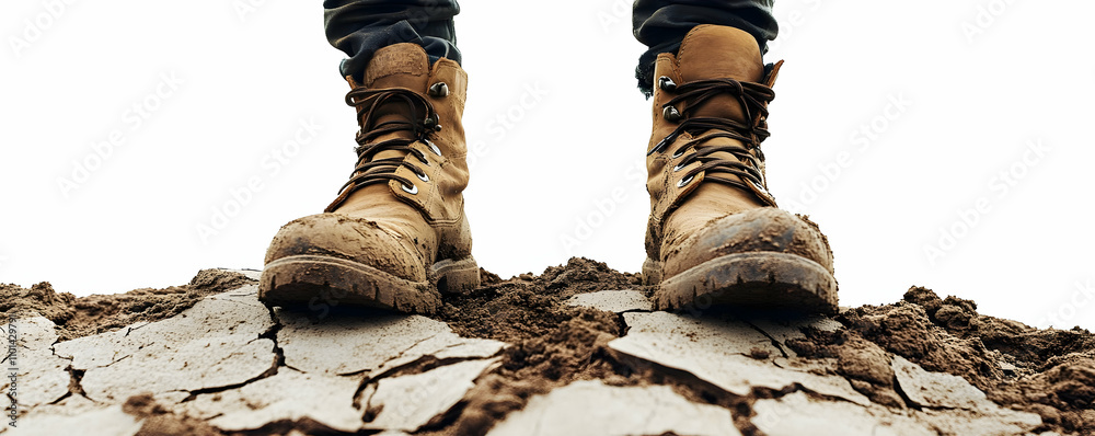 Muddy Boots on Cracked Earth, A Ground-Level View of Nature's Resilience Muddy Boots on Cracked Earth, A Ground-Level View of Nature's Resilience