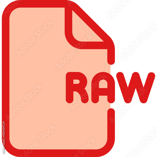 Document icon featuring a RAW file format illustration with a distinctive red outline and text, symbolizing raw data and digital photography