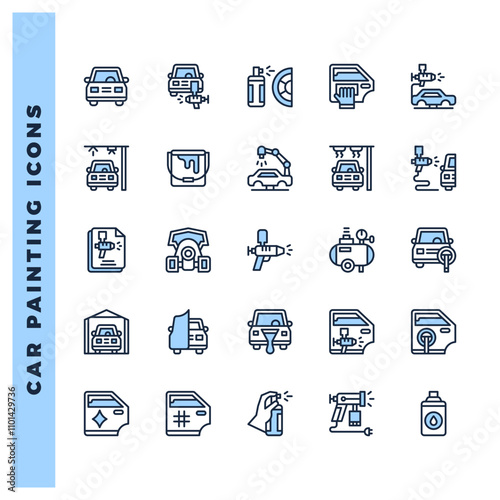 25 Car Painting Two Color icons pack. vector illustration.