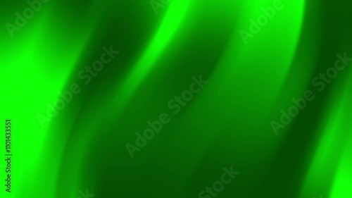 It depicts vibrant green gradients forming smooth flowing lines.