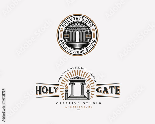 Vintage classic Antique gate arhitecture studio logo for business company