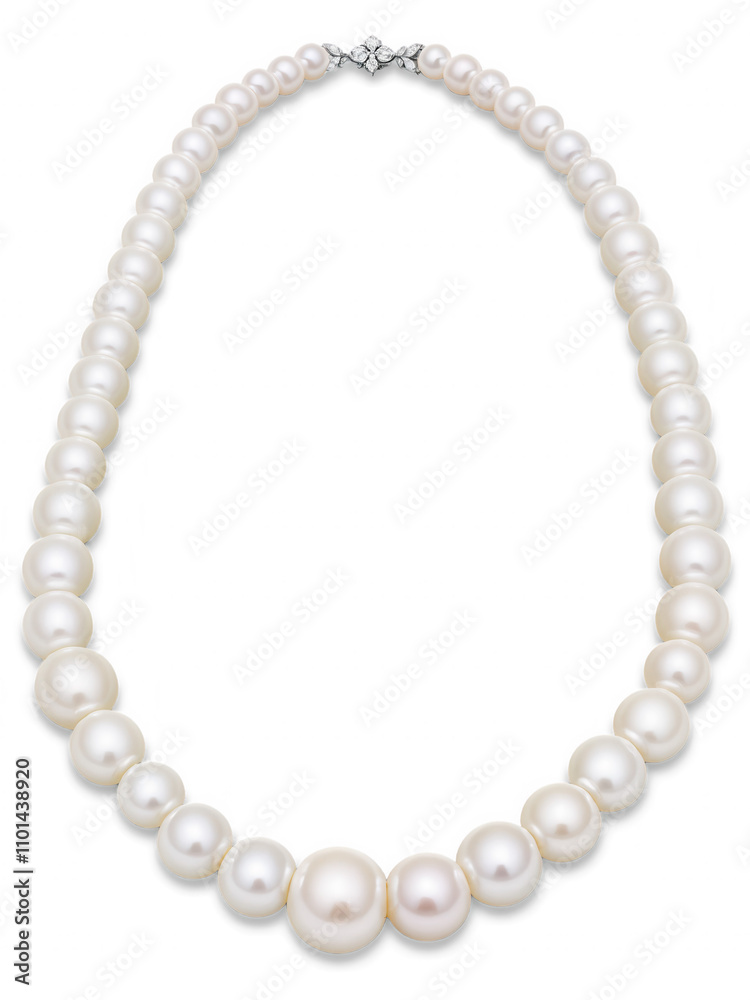 Obraz premium bridal necklace made from a single strand of freshwater pearls, offering a classic and timeless accessory for the bride's neckline.
