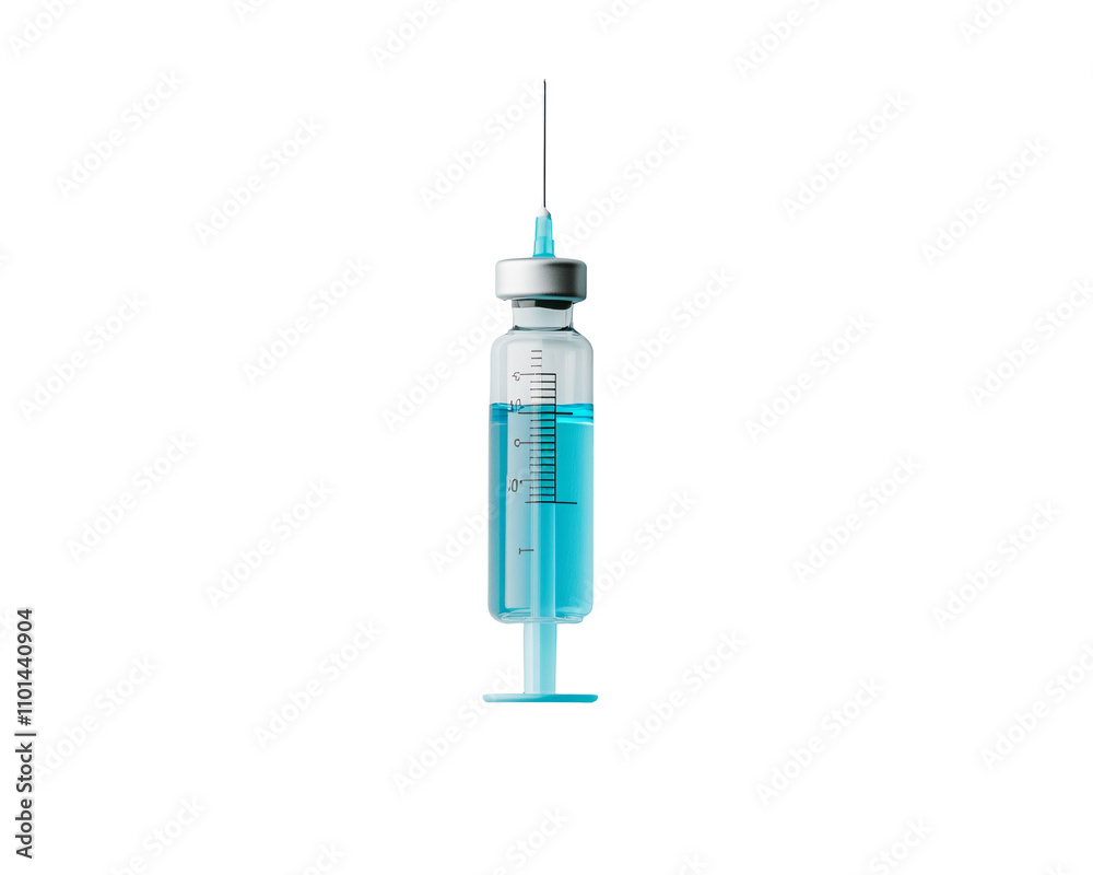 a syringe with a blue liquid in it a syringe with a blue liquid in it