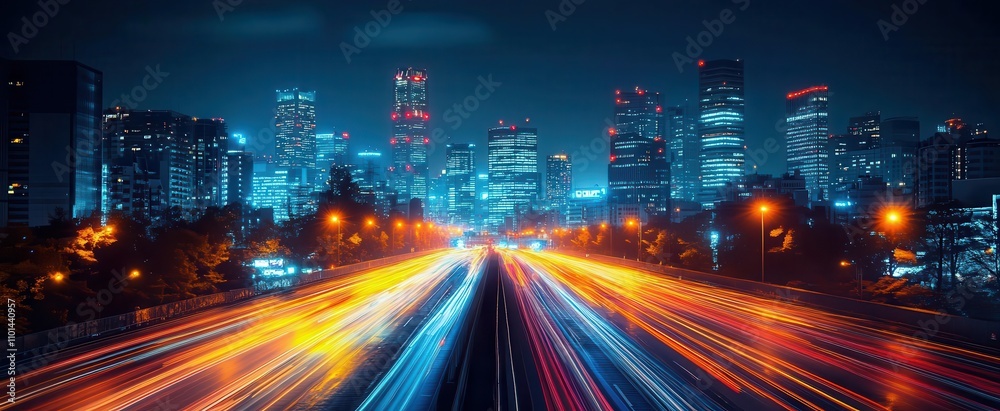 dynamic urban environment captured through vibrant long exposure light trails creating a sense of speed and energy showcasing the bustling life of the city at night with colorful streaks of light dynamic urban environment captured through vibrant long exposure light trails creating a sense of speed and energy showcasing the bustling life of the city at night with colorful streaks of light