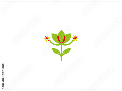 Flower and tree logo design , vector , illustration and isolate template which contain a brand name or identity .