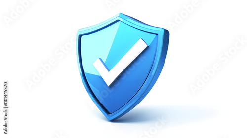 Free Download cartoon 3d Icon safety shield check mark perspective . Blue symbol security safety icon. Checkmark in minimalistic style. 3d vector illustration. white background	 - GFXLoad