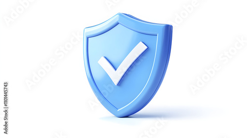 Free Download cartoon 3d Icon safety shield check mark perspective . Blue symbol security safety icon. Checkmark in minimalistic style. 3d vector illustration. white background	 - GFXLoad