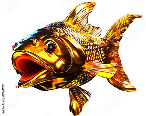 a gold fish with its mouth open photo