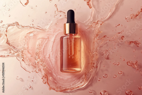 Close-up of Kojic Acid Serum for Smoother Skin and Scar Lightening, Set Against a Soft Beige Backdrop photo