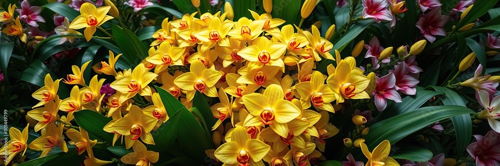 A carpet of goldenExotic orchids in a lush green bouquet surrounded by other exotic flowers, lush greenery, tropical blooms, exotic flowers A carpet of goldenExotic orchids in a lush green bouquet surrounded by other exotic flowers, lush greenery, tropical blooms, exotic flowers