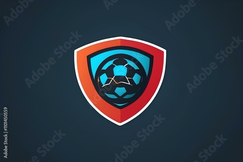 modern soccer shield logo with vibrant colors and sleek design photo