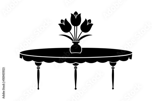 Tulip Banquet on the Table Silhouette Vector Illustration