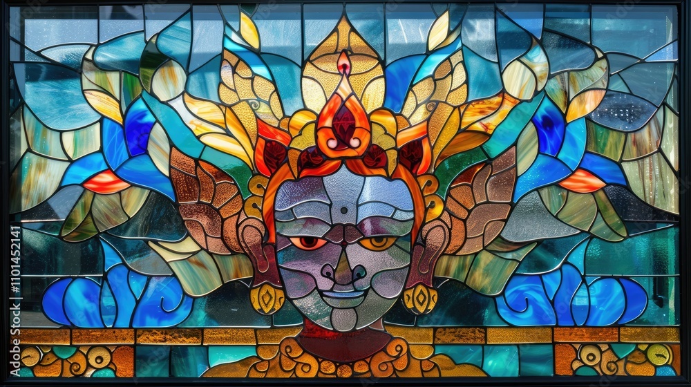 Obraz premium Colorful stained glass window in the Cathedral of St. Mary of the Assumption