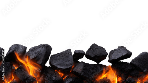 Smoldering Burning Coals on Transparent Background