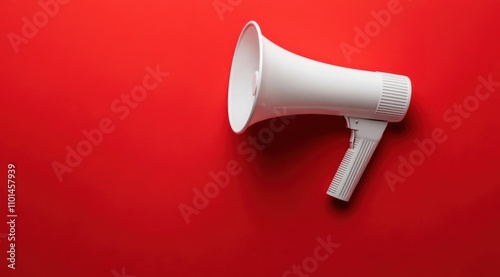 white megaphone on red background, sales concept