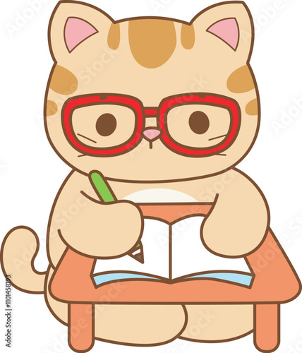 Illustration of cute kitty icon.
Funny cat in daily activities elements.

