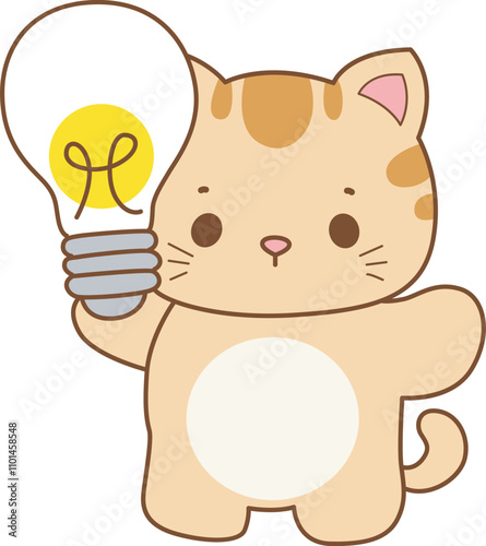 Illustration of cute kitty icon.
Funny cat in daily activities elements.

