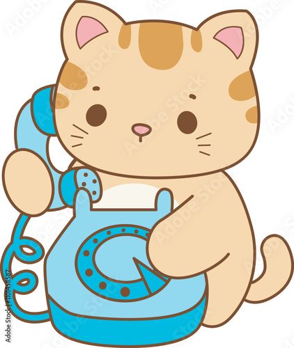 Illustration of cute kitty icon.
Funny cat in daily activities elements.
