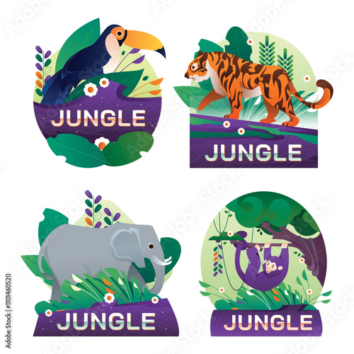 Jungle label collection in gradient style