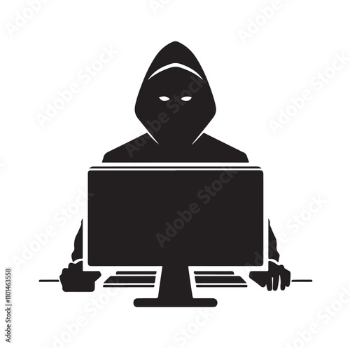 Computer hacker silhouette vector illustration