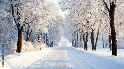 Describe the moment after a snowfall, with a blanket of white covering the ground, muffling all sounds, and the air crisp and still under a pale winter sun.