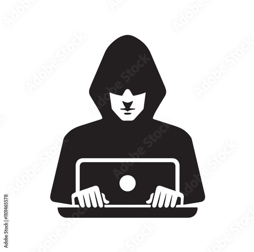 Computer hacker silhouette vector illustration