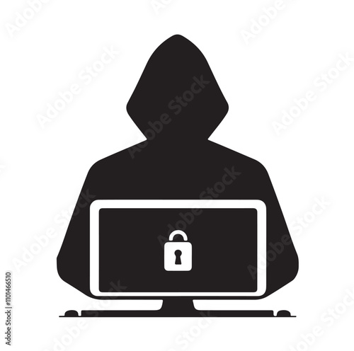 Computer hacker silhouette vector illustration