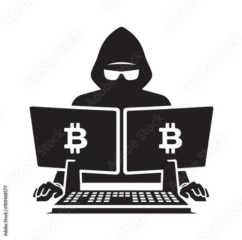 Computer hacker silhouette vector illustration
