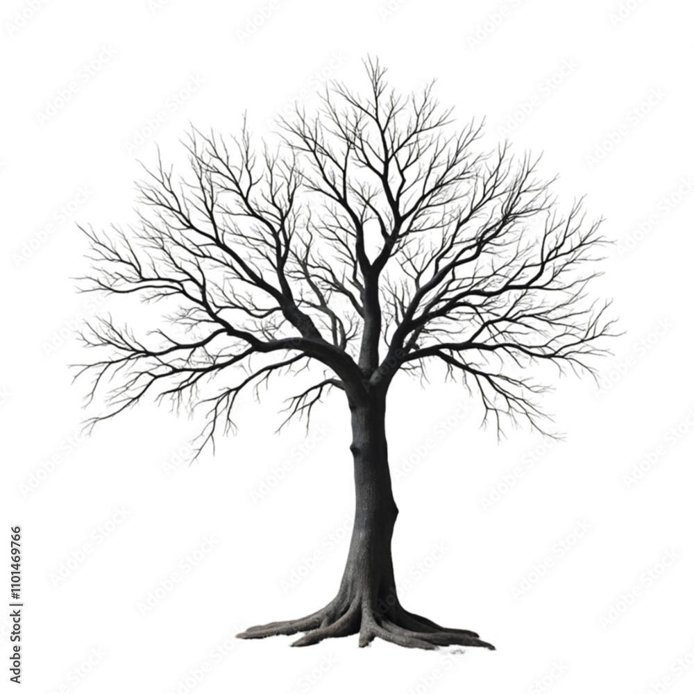 Obraz premium Winter Scene Bare Tree Nature Illustration Minimalist Environment Artistic Viewpoint Seasonal Concept for Nature Lovers