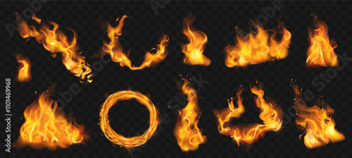 Fire flames and effects realistic set