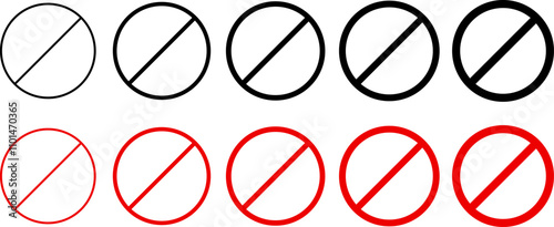 ban icon set. No icon sign. Stop sign symbol
