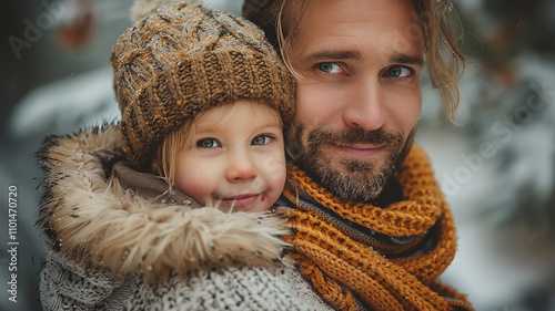 Father and child close-up of fatherly love photo