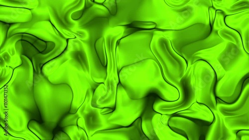 Bright green liquid silk texture fills the entire view.
