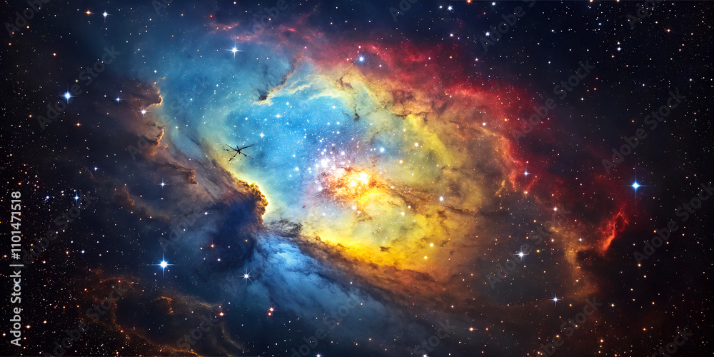 Obraz premium Celestial Symphony: The Enchanting Beauty of Colorful Nebulae in Deep Space