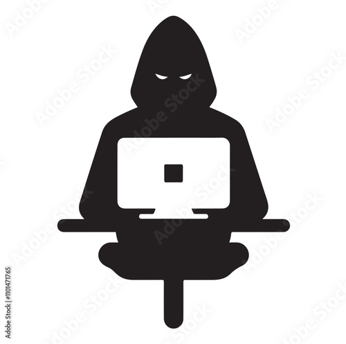 Computer hacker silhouette vector illustration
