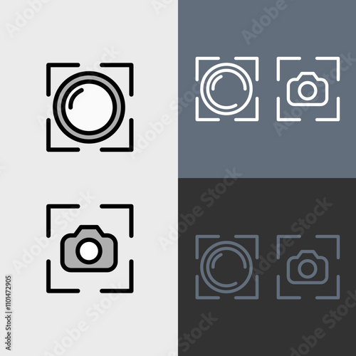 Camera shutter button and camera focus - clean and modern Photography and videography icon set.