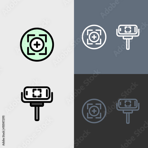 Camera focus and smartphone on a gimbal - clean and modern Photography and videography icon set.