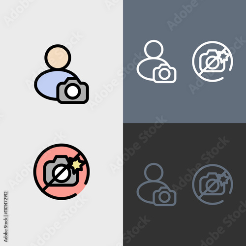 Avatar with a camera and photography not allowed sign - clean and modern Photography and videography icon set.