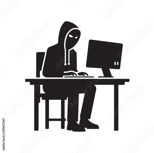 Computer hacker silhouette vector illustration
