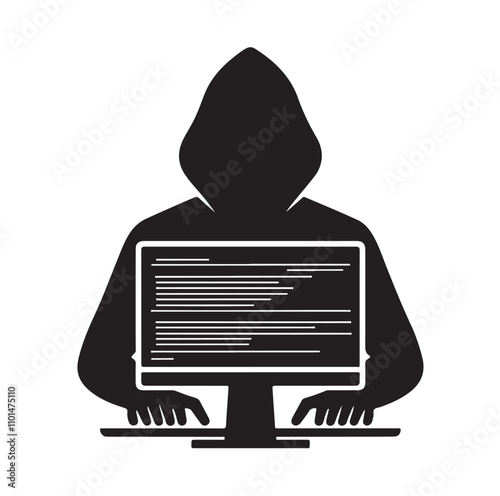 Computer hacker silhouette vector illustration
