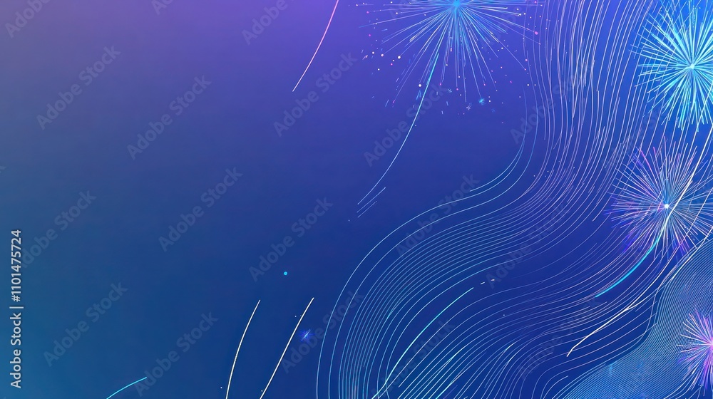 Festive New Year design with negative space fireworks as minimalistic, curved lines. Festive New Year design with negative space fireworks as minimalistic, curved lines.